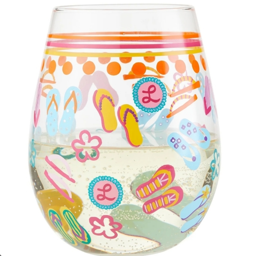 Lolita Love My Party Of Two Acrylic Flipflop Stemless Wine Glasses 15oz Set Of 2